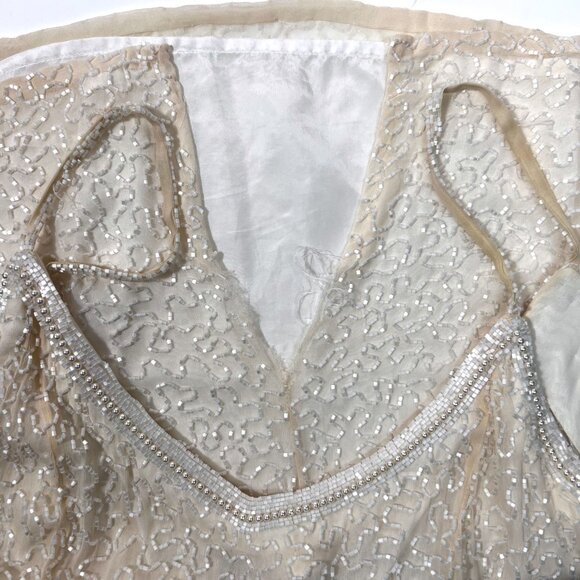 LILLIE RUBIN Vintage100% Silk White Formal beaded gown with pearls Sz 6, 2 Piece - Picture 15 of 16